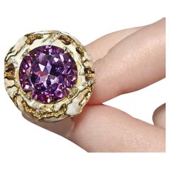 32 Ct Ametrine Cocktail Ring Diamonds Enamel 18K Gold Konforti Floral Fantasy