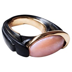 Modern Muse Ring by Konforti Jewelry, 14K Pink Gold & Pink Opal