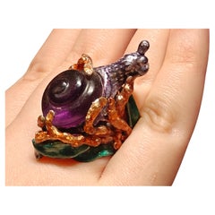 Cocktail Ring 960 Silver Amethyst Gemstone & Hot Enamel By Konforti Jewelry