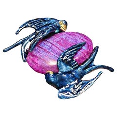 Purple Moonstone Cocktail Ring in 960 Silver, Celestial Flight- Ready To Ship