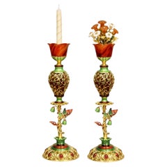 Candelabros Royal Bouquet Imperial de oro de 18 quilates, ágata y diamantes- Konforti