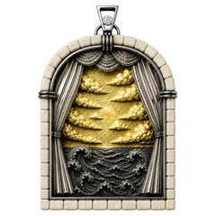 Le deuxième jour de la création Pendentif en argent sterling et pierre de Jérusalem avec 24K