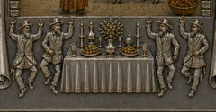 Purim Judaica Sterling Silver & 24K Gold Wall Art with Oil Paintings