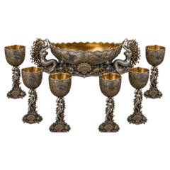 Ensemble de seau à champagne « Kingdom of the Sea » en argent sterling, or 24 carats et émail