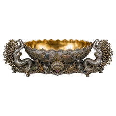 „Kingdom of the Sea“ – Champagnerkühler aus Sterlingsilber, 24-karätigem Gold und Emaille