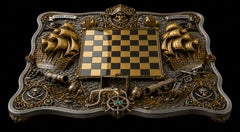 Henry Avery vs. Blackbeard Sterling Silver Enamel Pirate Chess Set- Konforti