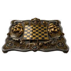 Henry Avery vs. Blackbeard Sterling Silver Enamel Pirate Chess Set- Konforti