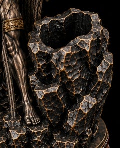 Cronus Sculptural Pen Holder in Sterling Silver, 18K Gold, Enamel & Gemstone
