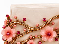 24K Gold Vermeil Cherry Blossom Napkin Holder with Pink Opal and Garnets