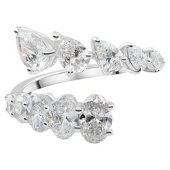 2.Carat Natural Diamond Engagement Ring 18k Solid Gold Bypass Ring for Women