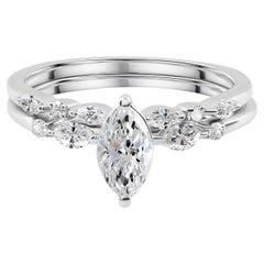 Anello nuziale con diamante Marquise da 0,96 carati in oro bianco 18K Whiting