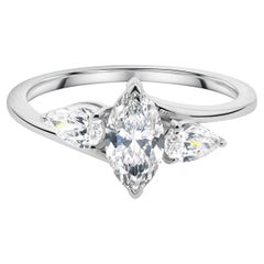 1.25 Carat Marquise Diamond Engagement Ring 18K White Gold Anniversary Gift