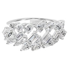 18k White Gold 2.32ct Natural Diamond Cluster Engagement Ring, Certified