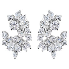 Natural Diamond 2.79 Ct Multi Shape Cluster Hoop Earrings 18k White Gold