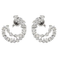 4.08 Carat Natural Diamond Statement Hoop Earrings in 18K White Gold