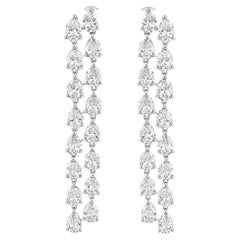 2.96 Carat Pear Shape Diamond Chandelier Drop Earrings in 18K White Gold