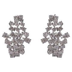 Natural Diamond 2.94Ct Pear & Marquise Teardrop Stud Earrings 18k White Gold