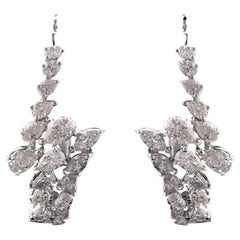 1,44 Karat natürlicher Diamant Birne Marquise Cluster Huggie Hoop Ohrringe 18k Weißgold