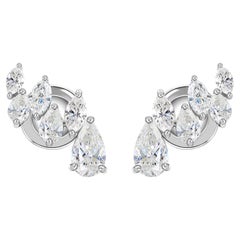 Natürlicher Diamant 1.39Ct Birnenschliff The Row Ohrclimber Crawler Ohrringe 18k Weißgold