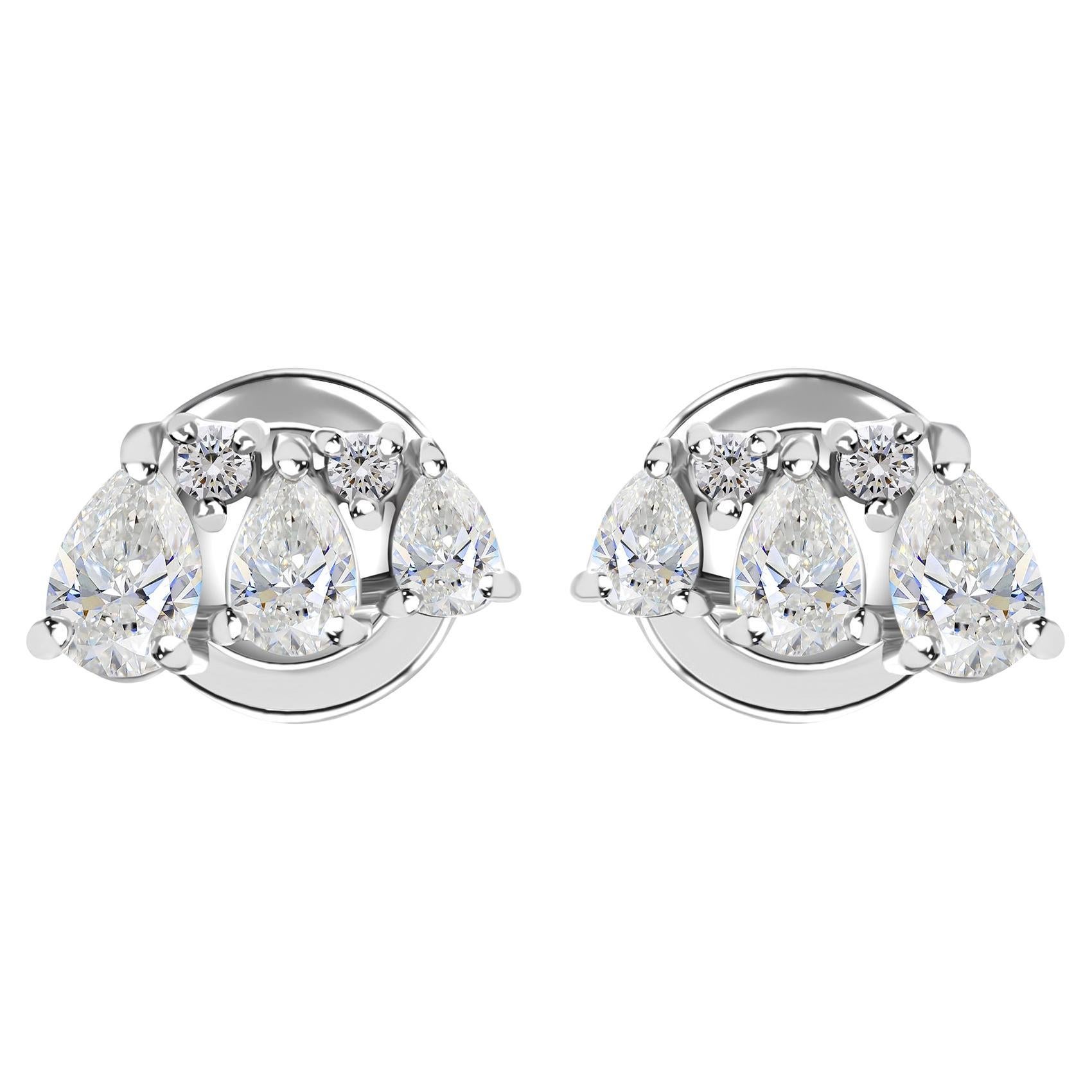 0,69 Karat Diamantohrstecker mit Birnenschliff aus 18K Weißgold im Angebot