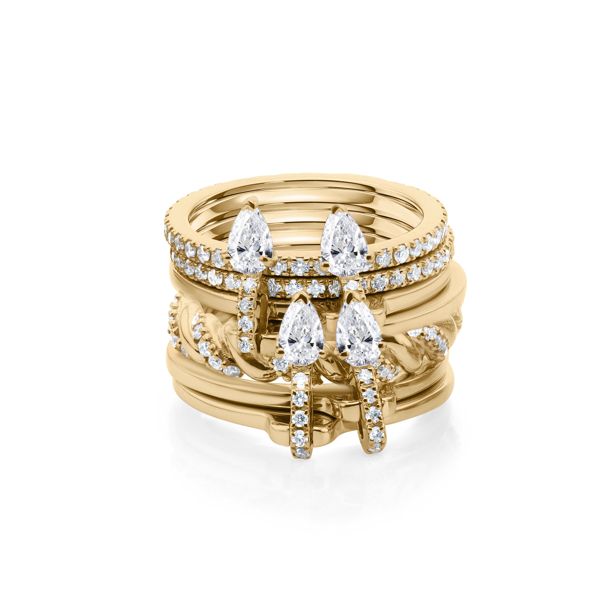 1.53 Carat Natural Diamond Multi Band Statement Ring 18K Gold Anniversary Ring