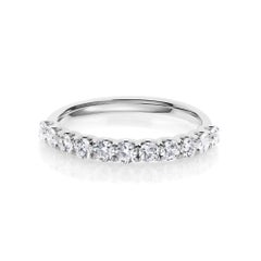 Natural Diamond 0.97Ct Round Brilliant Half Eternity Band Ring 18k White Gold