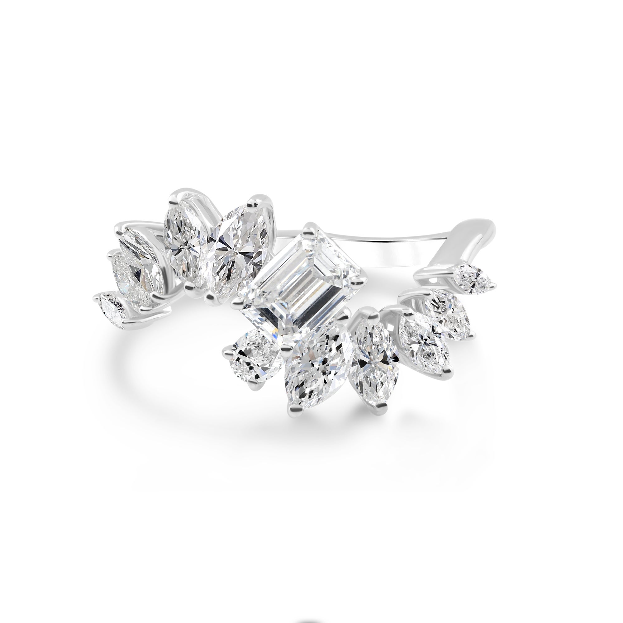 18K White Gold 1.71-Carat Mixed-Cut Diamond Statement Ring