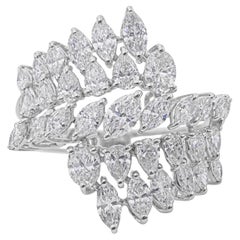 Natural Diamond 2.64Ct Marquise Pear Cluster Statement Cocktail Ring White Gold