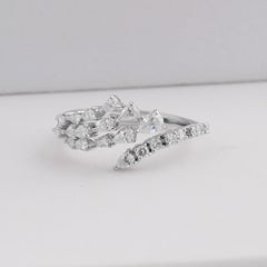 0.78 Ct Natural Diamond Pear Round Scatter Cluster Open Bypass White Gold Ring