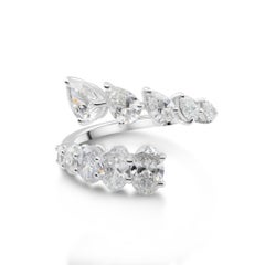 Natural Diamond 1.89Ct Oval Bypass Cocktail Ring in 18k White Gold