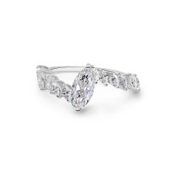 Natural Diamond 1.49Ct Marquise Center Marquise Chevron Bypass Ring White Gold
