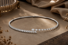 Natürliche 9,25 Karat Diamanten Offene Halskette Halsband 18 Karat Weißgold