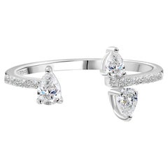 0.37 Carat Natural Triple Pear Diamond Open Cluster Ring in 18K White Gold