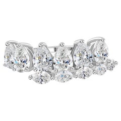 2.07 Carat Natural Pear and Marquise Diamond Cascade Ring in 18K White Gold
