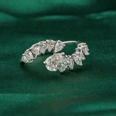 1.30 Carat Natural Pear and Marquise Diamond Cluster Ring in 18K White Gold