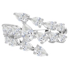 1.99 Carat Natural Pear Diamond Leaf Cluster Ring in 18K White Gold Fine Jewelry