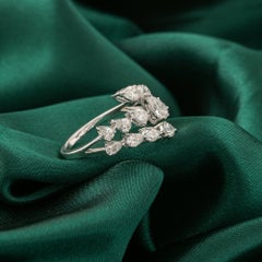 1.99 Carat Natural Pear Diamond Leaf Cluster Ring in 18K White Gold Fine Jewelry