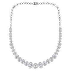 16.09 Carat Natural Marquise Diamond Graduated Cluster Necklace 18K White Gold