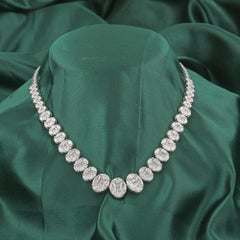 16.09 Carat Natural Marquise Diamond Graduated Cluster Necklace 18K White Gold