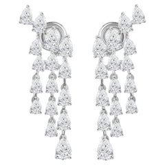 5.16 Carat Natural Pear Diamond Cascade Chandelier Earrings 18K White Gold