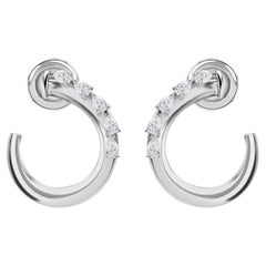 Orecchini a cerchio con diamante naturale a forma di pera da 0,38 carati, lucidati, in oro bianco 18 carati