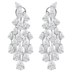 21.88 Carats Natural Pear Diamond Five-Row Chandelier Earrings 18K White Gold