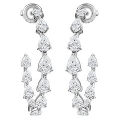 6.63 Carat Natural Pear Cut Diamond Graduated Wrap Hoop Earrings 18K White Gold