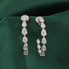 6.63 Carat Natural Pear Cut Diamond Graduated Wrap Hoop Earrings 18K White Gold