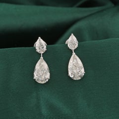 Orecchini pendenti con doppio diamante naturale da 10,12 carati a taglio a pera, gioielli in oro bianco 18 carati
