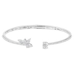 1.81 Carat Natural Pear Marquise Diamond Butterfly Cuff Bangle in 18K White Gold