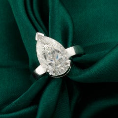 5.09 Ct Natural Handamde Pear Shape Diamond Grand Solitaire Ring 18K White Gold