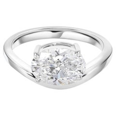 2 Carat Natural Handmade Oval Diamond Classic Solitaire Ring in 18K White Gold