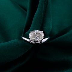 2 Carat Natural Handmade Oval Diamond Classic Solitaire Ring in 18K White Gold