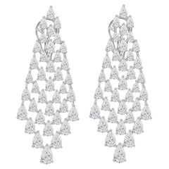10.58 Carat Natural Pear Cut Diamond Chandelier Earrings 18K White Gold Jewelry